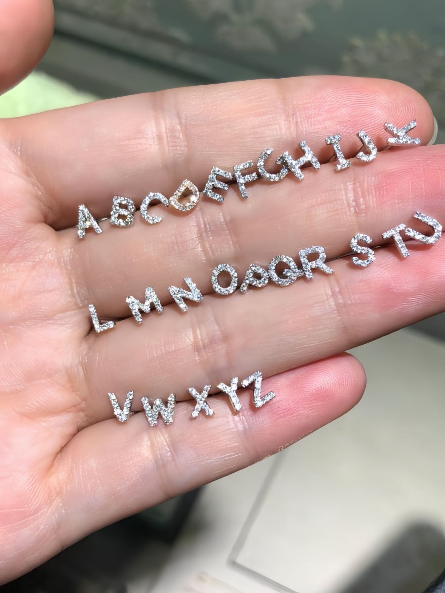18K Rose Gold Diamond Personalized Letters Name Earrings