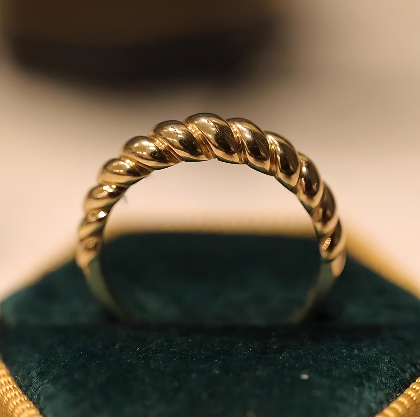 HAUTESS 18K Gold Diamond Ring Croissant Wide Ring Stacked Wedding Ring for Women