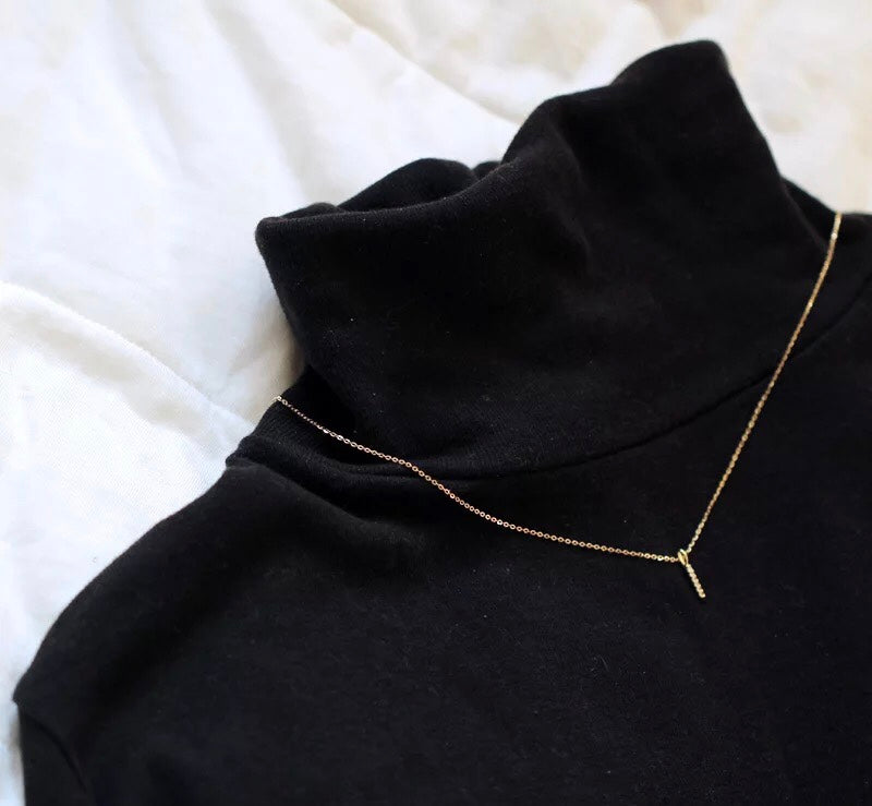 Pure 18K Gold with Diamonds Mini Straight Stick Pendant Au750 Chain