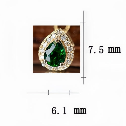 HAUTESS Luxury 18K Gold Diamond Tsavorite Stone Droplet Necklace Pendant