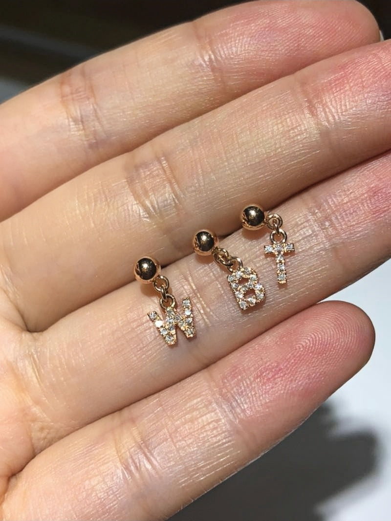 18K Gold Letters earrings with Diamond Name Earrings
