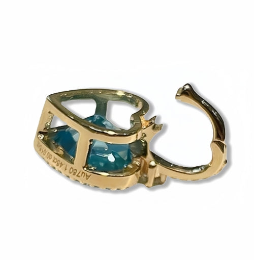 1.3ct love-shaped natural Topaz 18k gold diamond pendant necklace with 0.7ct Aquamarine universal Clasp Pendant