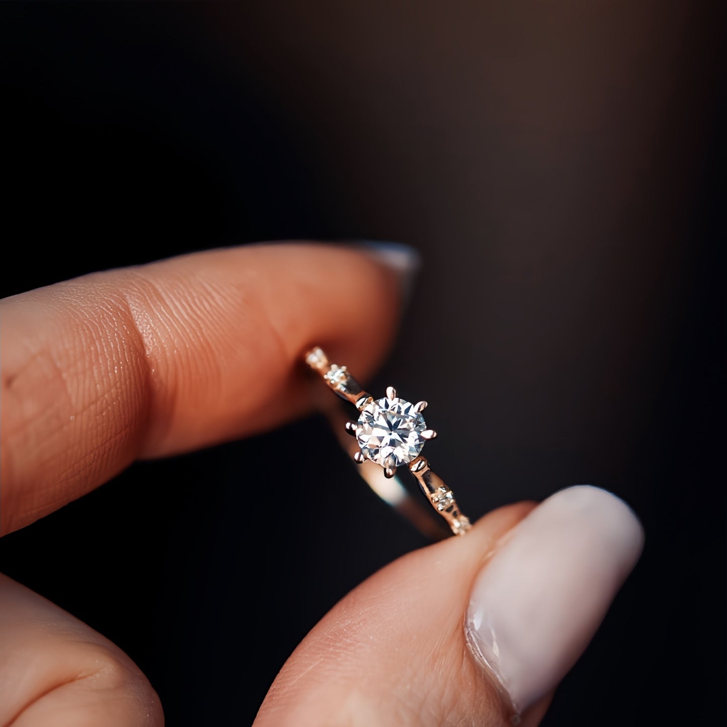 HAUTESS 18K Gold Natural Diamond Rings Diamond Engagement Rings for Women