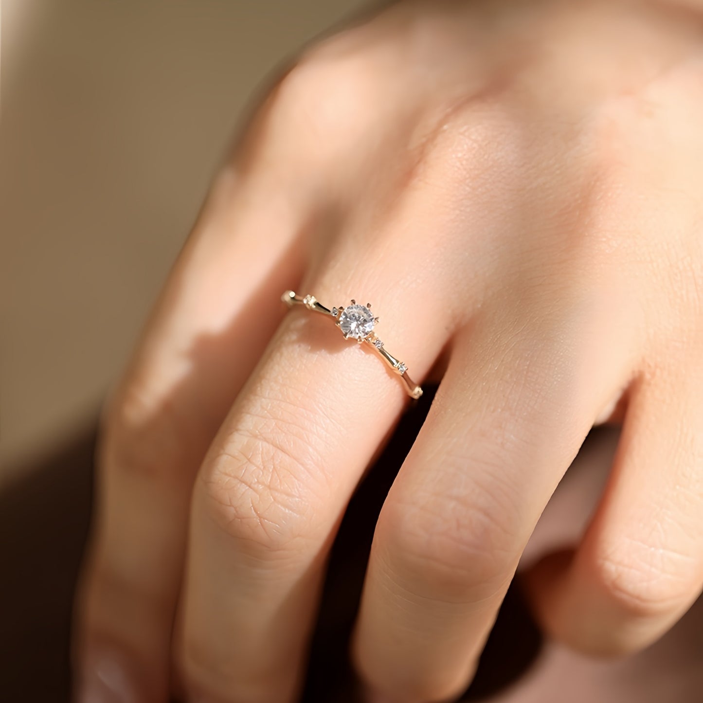 HAUTESS 18K Gold Natural Diamond Rings Diamond Engagement Rings for Women