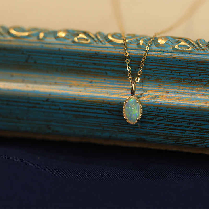HAUTESS 18K gold Natural Opal Pendant Agete Necklace Clavicle Chain