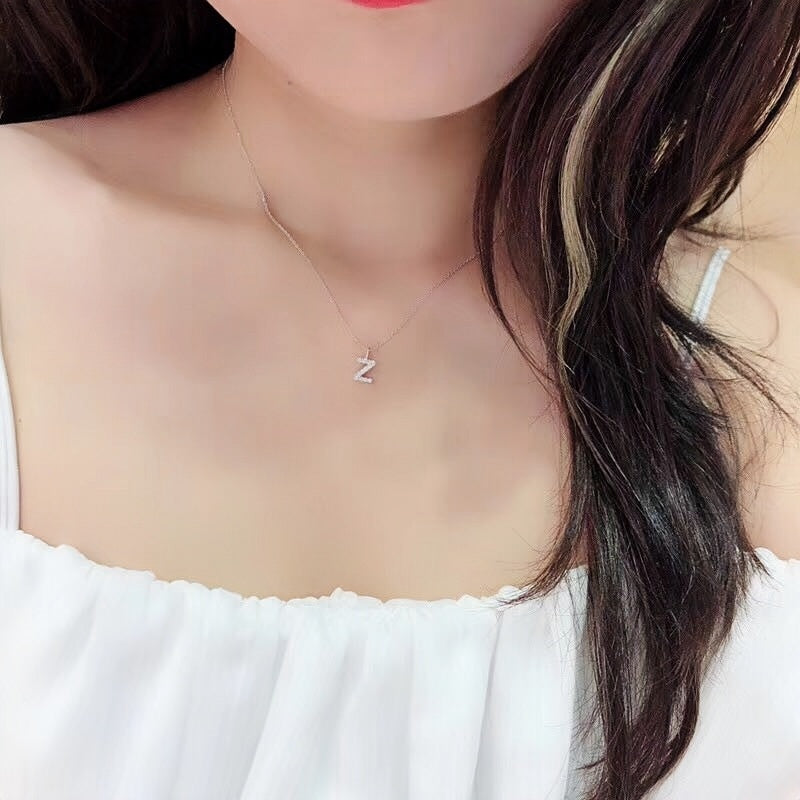 18K Gold Letters Pendant Personalized collarbone Name Necklace with Diamond
