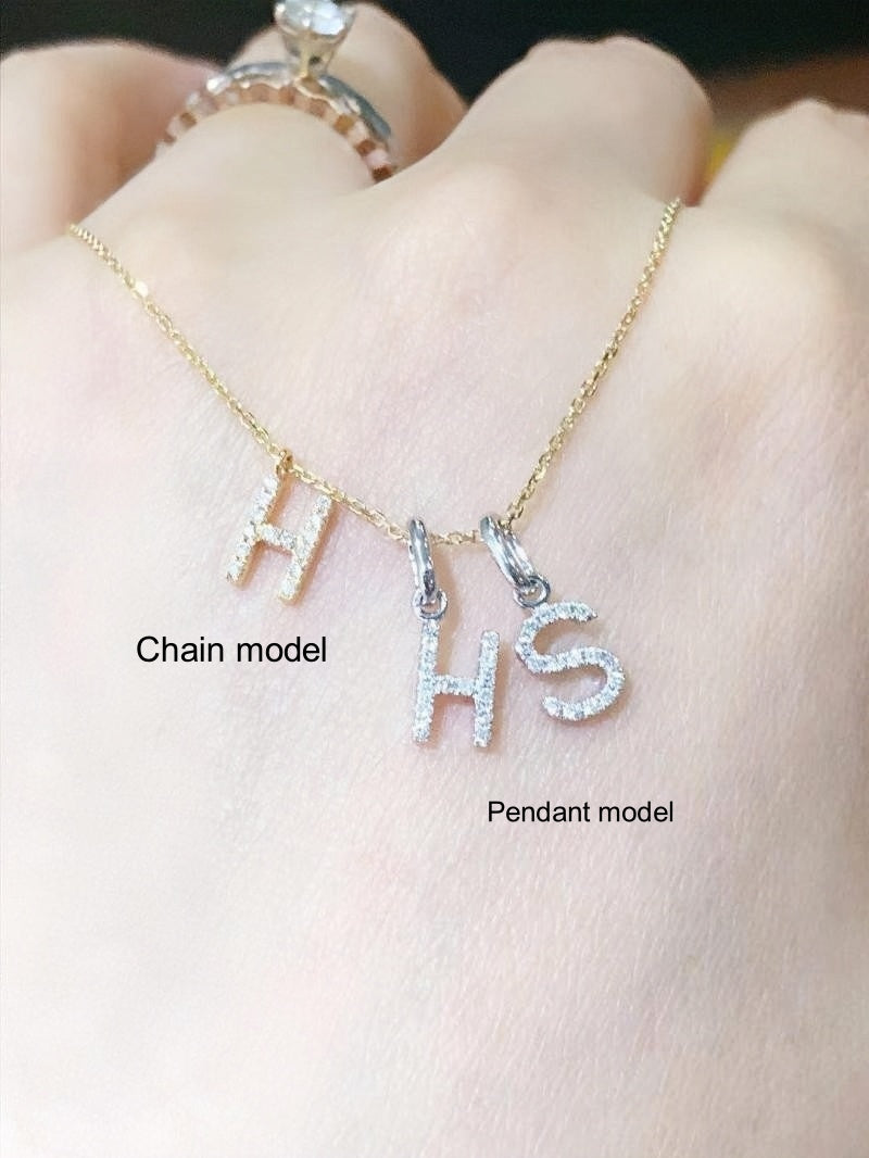 18K Gold Letters Pendant Personalized collarbone Name Necklace with Diamond