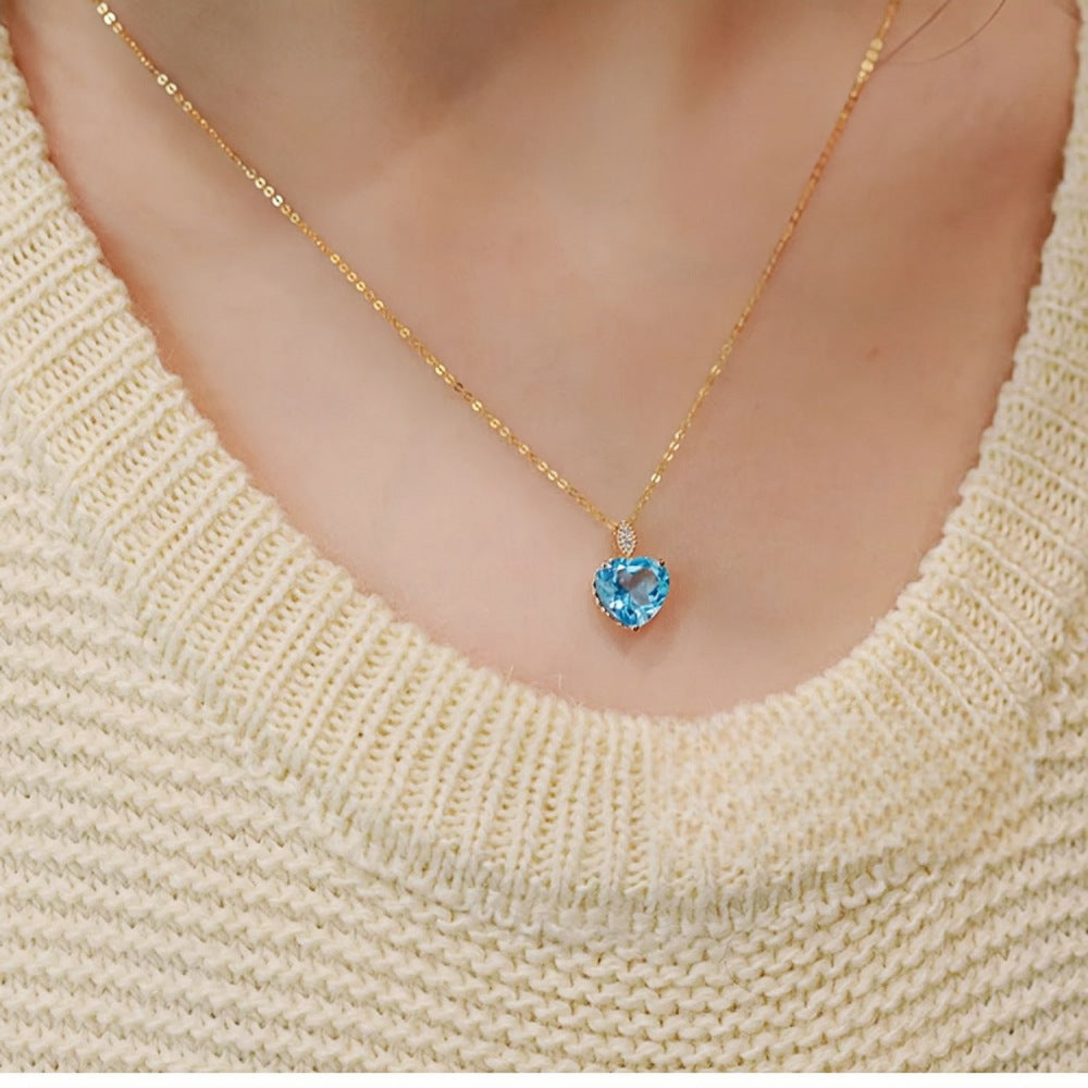 HAUTESS 18K Gold Brazil Topaz Heart Necklace & Earring Pendant