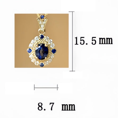 18K Gold Natural Sapphire Diamond Pendant Necklace