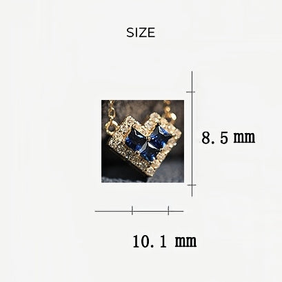 HAUTESS Handmade Natural Sapphire & Diamond withPure 18K Gold Heart Necklace Chain