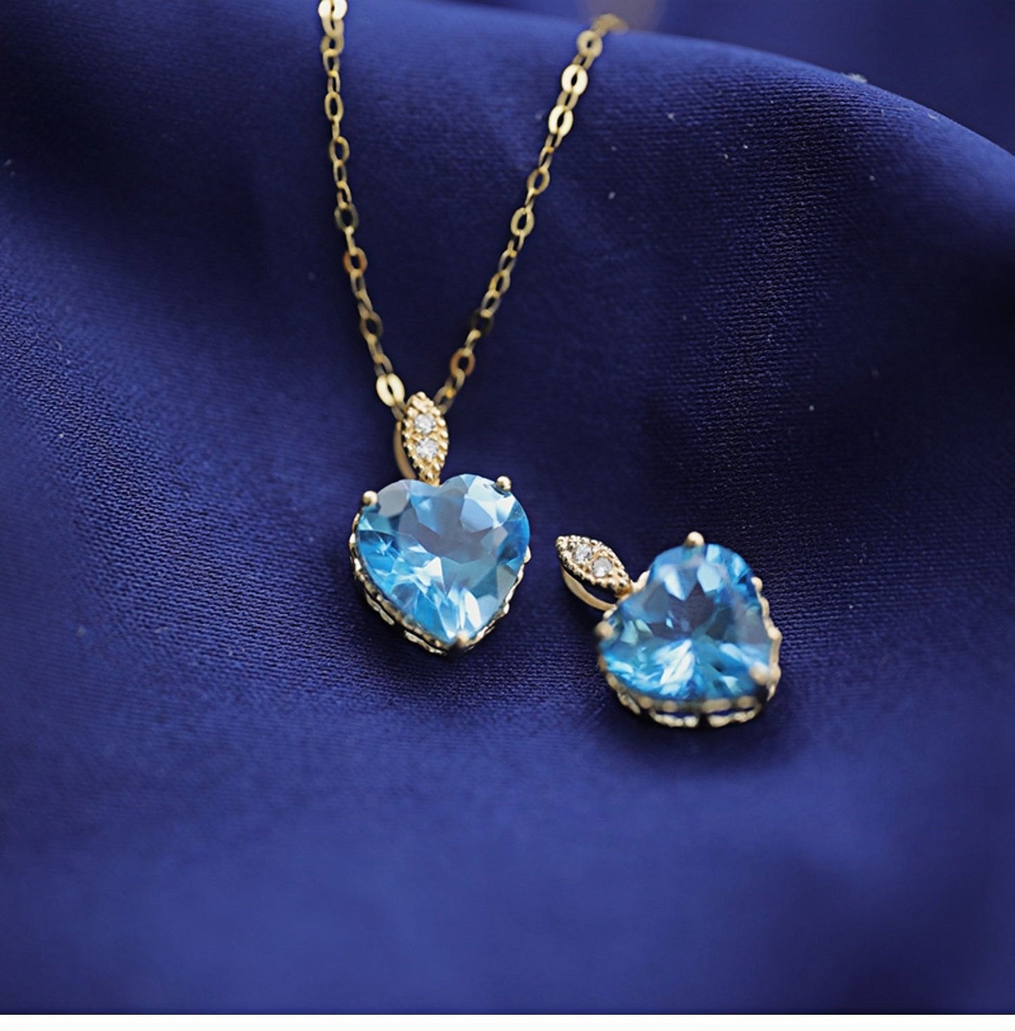 HAUTESS 18K Gold Brazil Topaz Heart Necklace & Earring Pendant