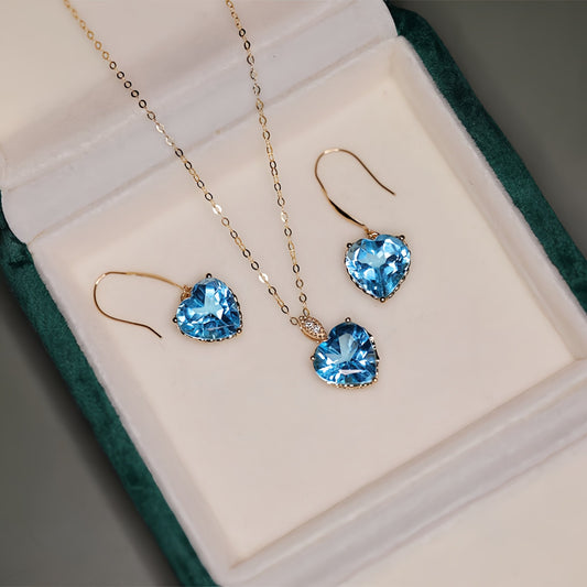HAUTESS 18K Gold Brazil Topaz Heart Necklace & Earring Pendant