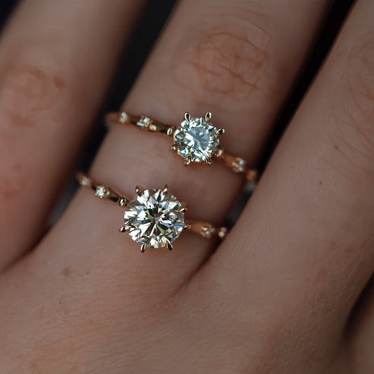 HAUTESS 18K Gold Natural Diamond Rings Diamond Engagement Rings for Women