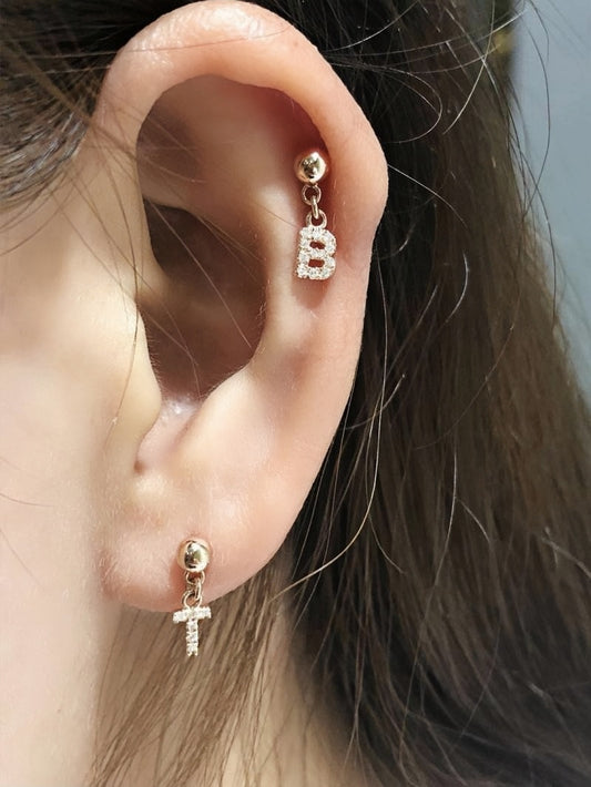 18K Gold Letters earrings with Diamond Name Earrings