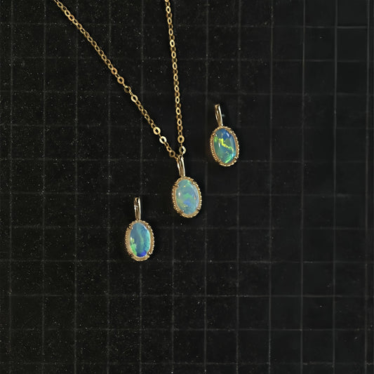 HAUTESS 18K gold Natural Opal Pendant Agete Necklace Clavicle Chain